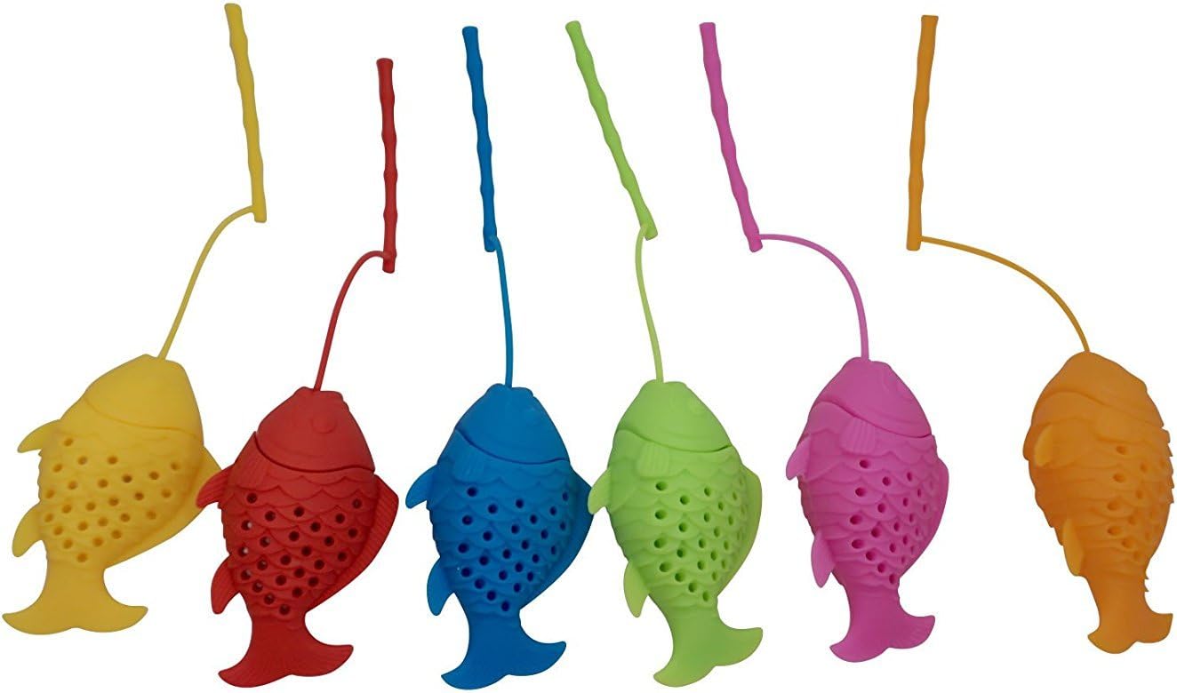 Blisslii Tea Infuser for Loose Leaf Tea Colorful Fun Mood Fish Makes Great Gift Set of 6
