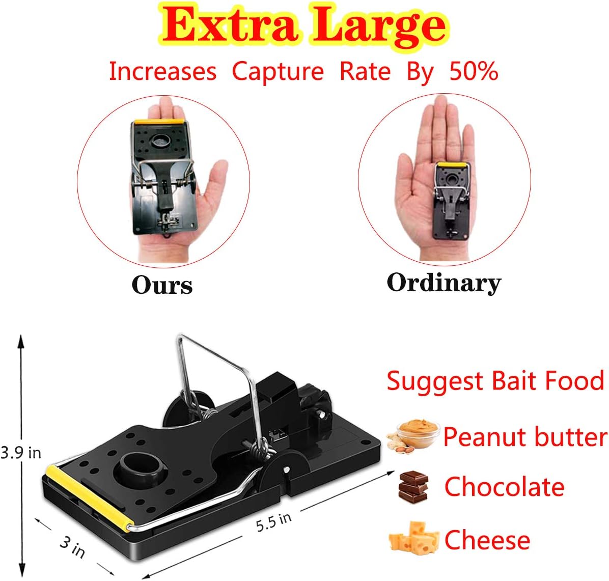 DMSELL 4 Pack Large Mouse Traps, Reusable Rat Traps That Kill Instantly for Indoors and Outdoors Safe for Family and Pets - Image 3