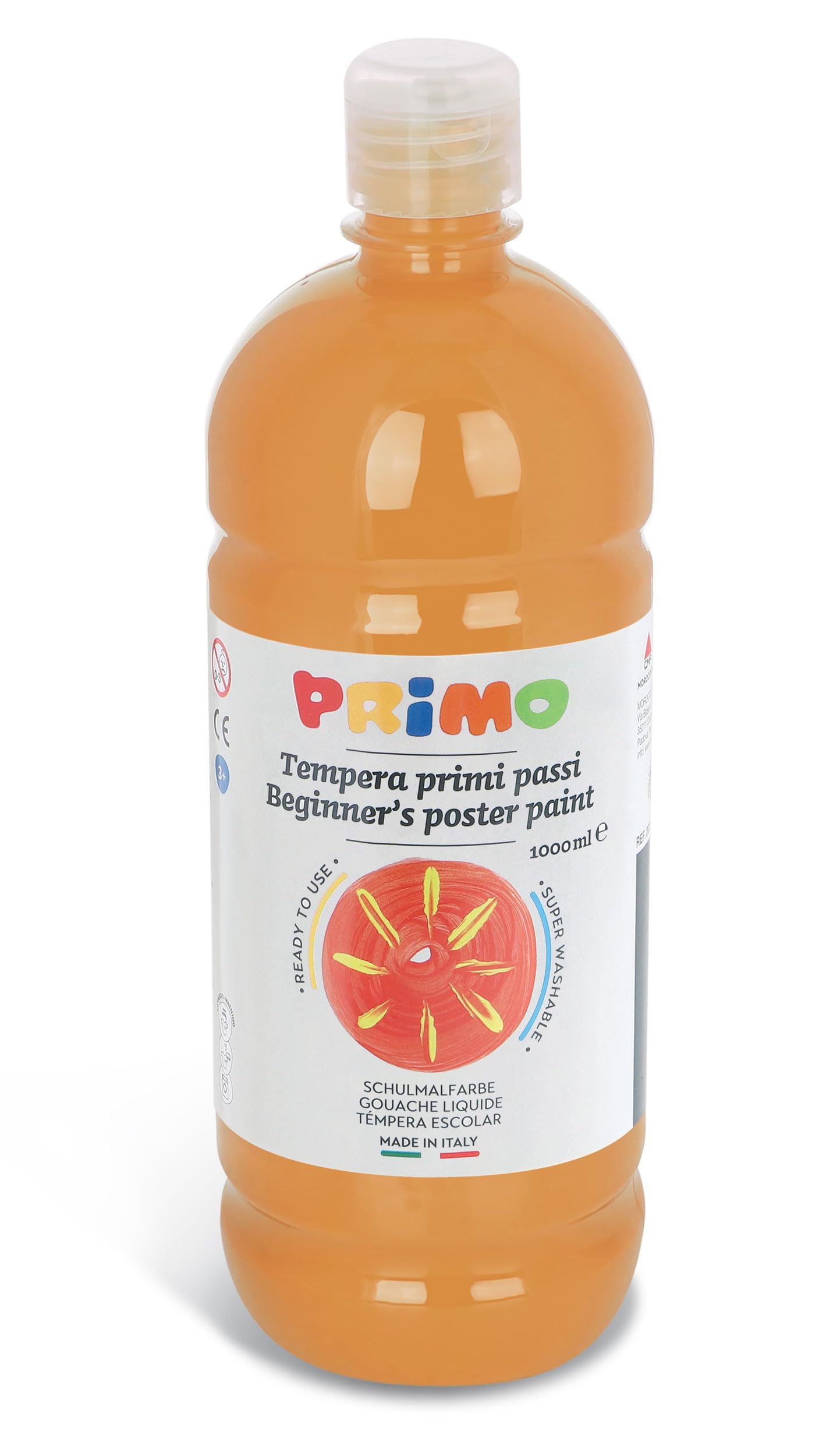 PRIMO - Washable Paint Tempera for Children + 3 Years and Beginners in 1L Bottle, Tempera Paints First Steps for Painting on Paper, Cloth, Glass and More, Creative Crafts for Children and Hobbies