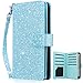 Galaxy S8 Case,Galaxy S8 Wallet Case,Dailylux Premium PU Leather Flip Credit Card Holder Wristlet Shockproof Protective Luxury Bling Flip Case Samsung Galaxy S8 5.8 inch-Glitter Blue