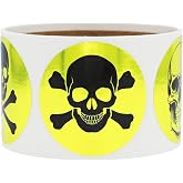 Gold Skull and Crossbones Circle Dot Stickers, 2 Inch Round, 100 Labels on a Roll