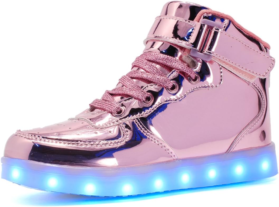 Maniamixx Kids LED Light up Shoes Flashing Sneakers High-Top USB Charging Shoes Boys Girls