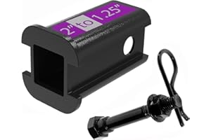 LFPartS from 2" to 1-1/4" Metal Trailer Receiver Hitch Adapter Converter for and Cargo Carriers from 2 inches to 1.25 inches with Stainless Steel Hitch Pin Bolt Kit