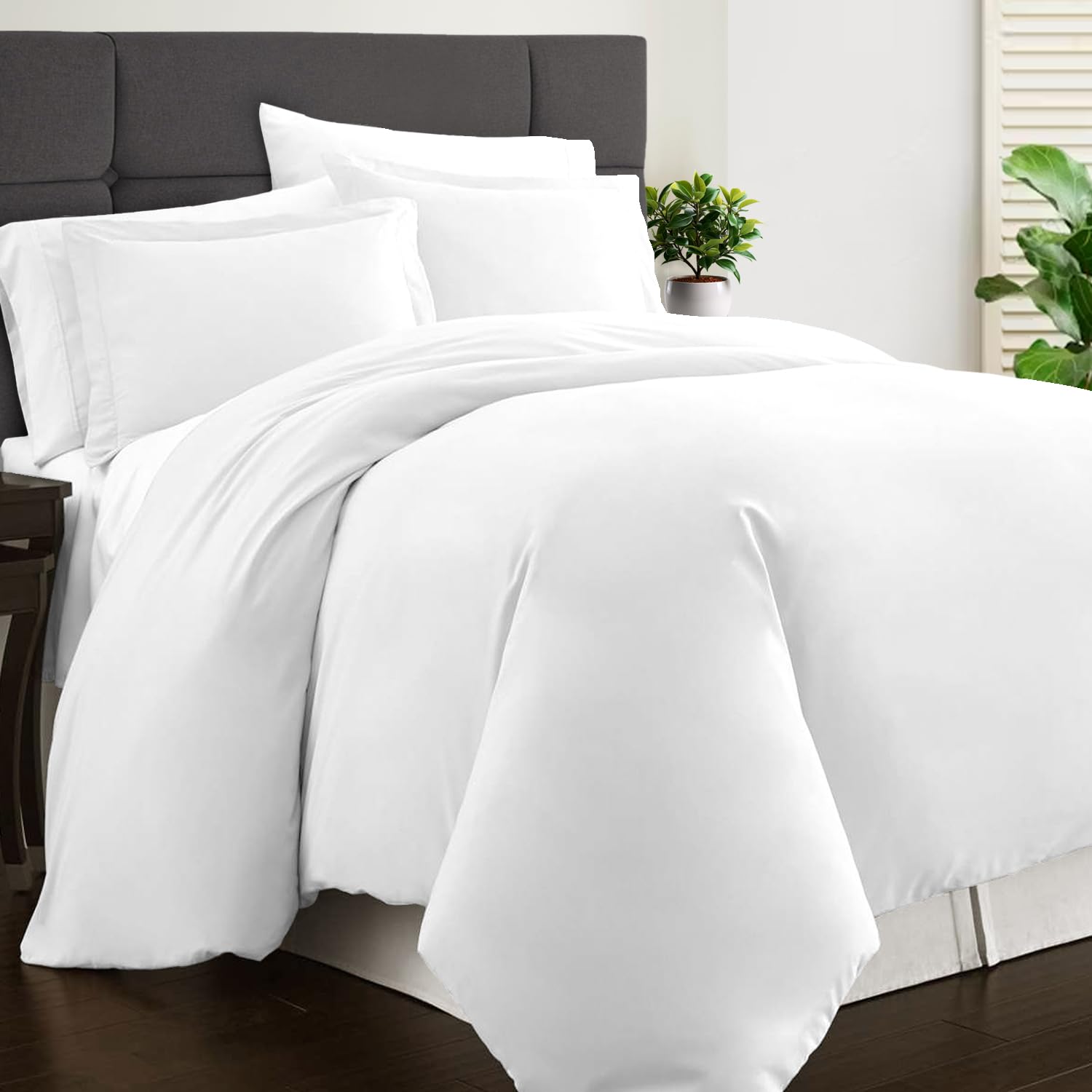 Pizuna Cotton Percale Single Duvet Cover Set White, 100% Long Staple Combed Cotton Duvet Cover Single 140x200 cm, Sateen Weave Quilt Cover with Button Closure (Single Duvet Cover)