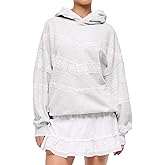 Meiyi station Oversized Hoodies for Women Lace Trim Long Sleeve Fleece Hooded Sweatshirt