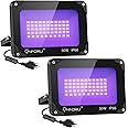 Onforu 2 Pack 50W LED Black Lights, Blacklight Flood Light with Plug, IP66 , Blacklight for Dance Party, Glow in The Dark, St