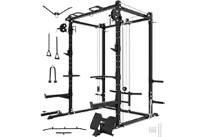 EONFITOMNI Eonfit E2 Power Cage，1500LB Squat Rack with Cable Crossover System.Multi-Function Power Rack for Home Gum.All-in-One Squat Rack with More Training Attachments