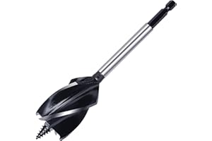 GRIXLEN 1-3/8 inch x 6-1/2 inch Auger Drill Bit for Wood, 1/4 inch Hex Shank Auger Drill Bit for Hard Wood,Soft Wood, Plywood and DIY Project (1-3/8 in x 6-1/2 in)