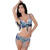 ROYAL SMEELA Belly Dance Costume for Women Tribal Belly Dance Bra and Belt Sexy Professional Dancing Suit Carnival Bra Belt
