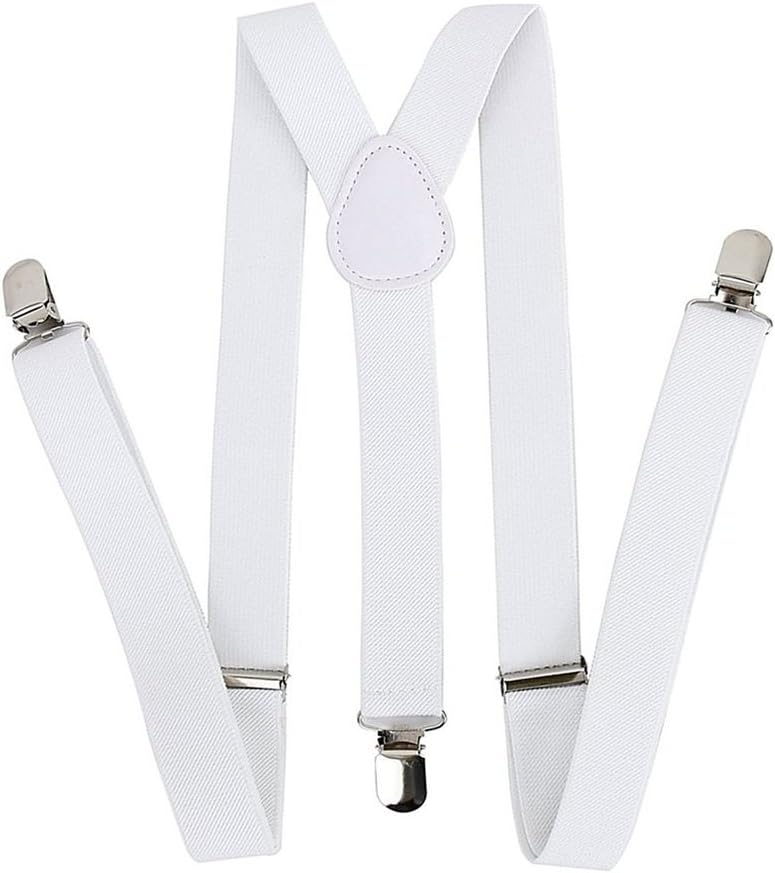 Glamio Men's Solid Suspender (White)