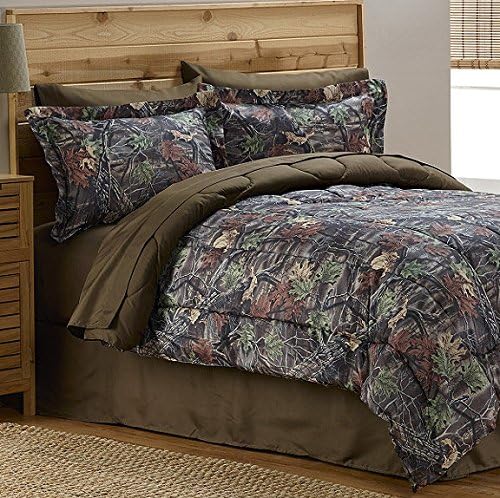 Camouflage Mossy Tree Hunting Cabin Boys Queen Comforter Set (8 Piece Bed In A Bag) + HOMEMADE WAX MELT!
