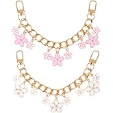 Aeaocvo 2 PCS Pink Flower Bag Charm Chain, 8 Inch Flower Purse Charm, Pink Bag Chain Charms for Handbags Wallet Crossbody Shoulder Bags