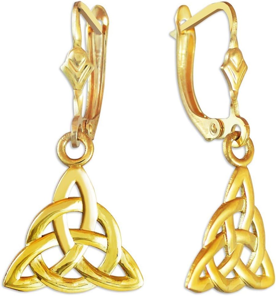 Claddagh Gold14K Yellow Gold Celtic Trinity Dangle Earrings