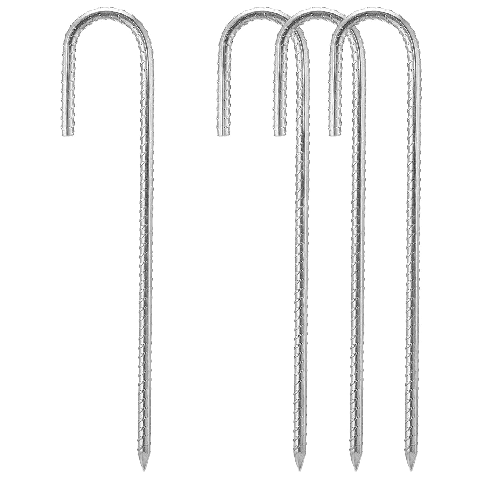 16" Heavy Duty Galvanised Steel Ground Rebar Stakes, Ground Stakes J Hooks Ground Anchors for Marquees, Gazebos, Castles, Tents, Trampolines, Bouncy, Camping, Football Nets(40CM 4 Pack)