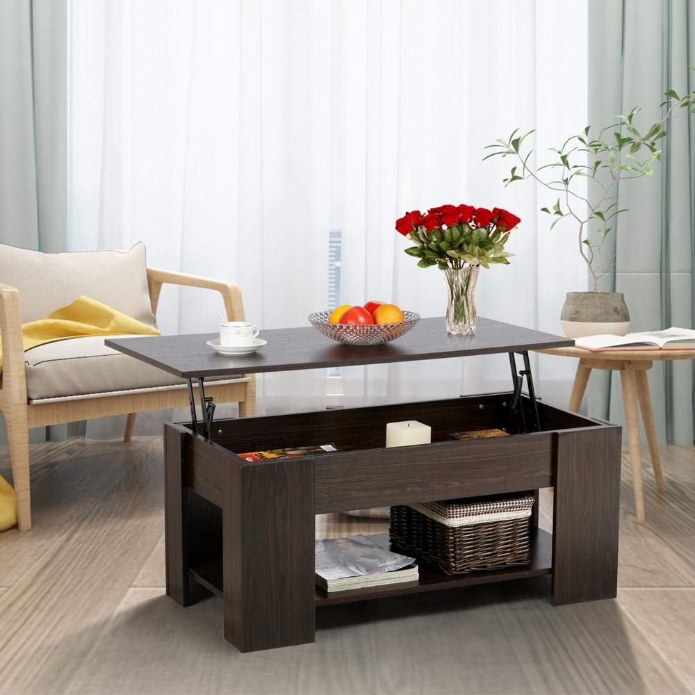 Yaheetech Adjustable Lift Top Coffee Table - with Hidden ...