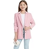 Mebius Girls Blazer Jacket with Inner Pocket Long Sleeve Notched Collar/Lapel Collar Open Front Casual Kids Blazers Suit