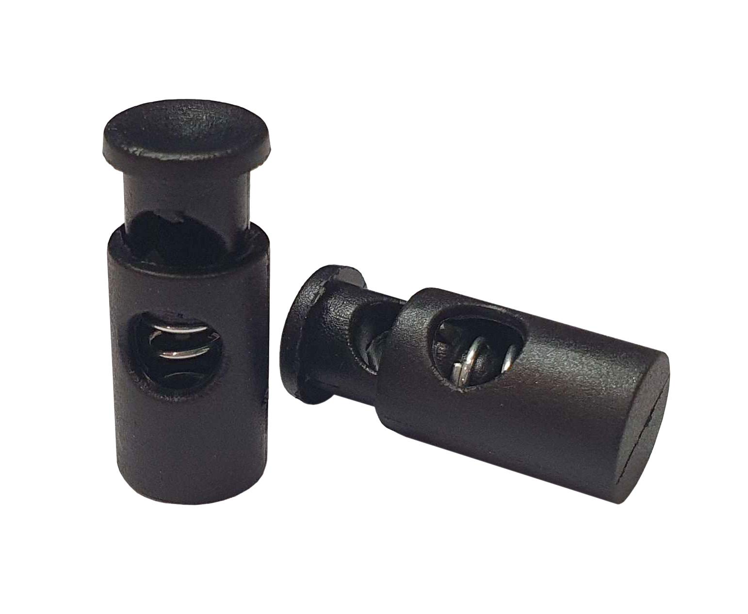 Perlin Cord Stopper, Pack of 10, Black, Plastic, Model 6, Toggle, 4 mm Cord, Sturdy Metal Springs
