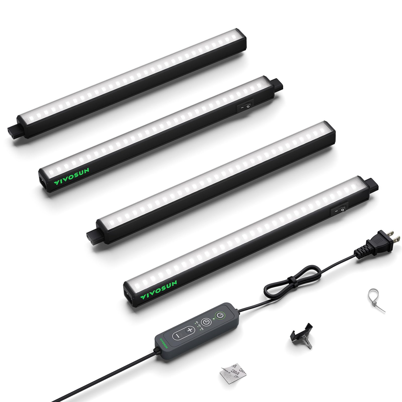 Photo 1 of VIVOSUN T5 Grow Lights for Indoor Plants, 5000K Full Spectrum 28W (4 x 7W), 1FT LED Plant Light Strip with Timer & Dimming Controller for Seed Starting, Greenhouse, SGS Compatible, Linkable, 4-Pack