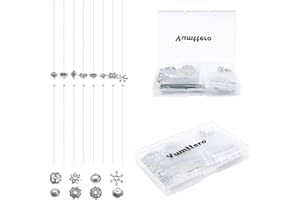 Yumttero 144 Pcs 50mm Platinum Color Ball Pins with 144 Pcs 8 Styles of Spacer Beads for Craft Earring Bracelet Necklace Pendant DIY Jewelry Making
