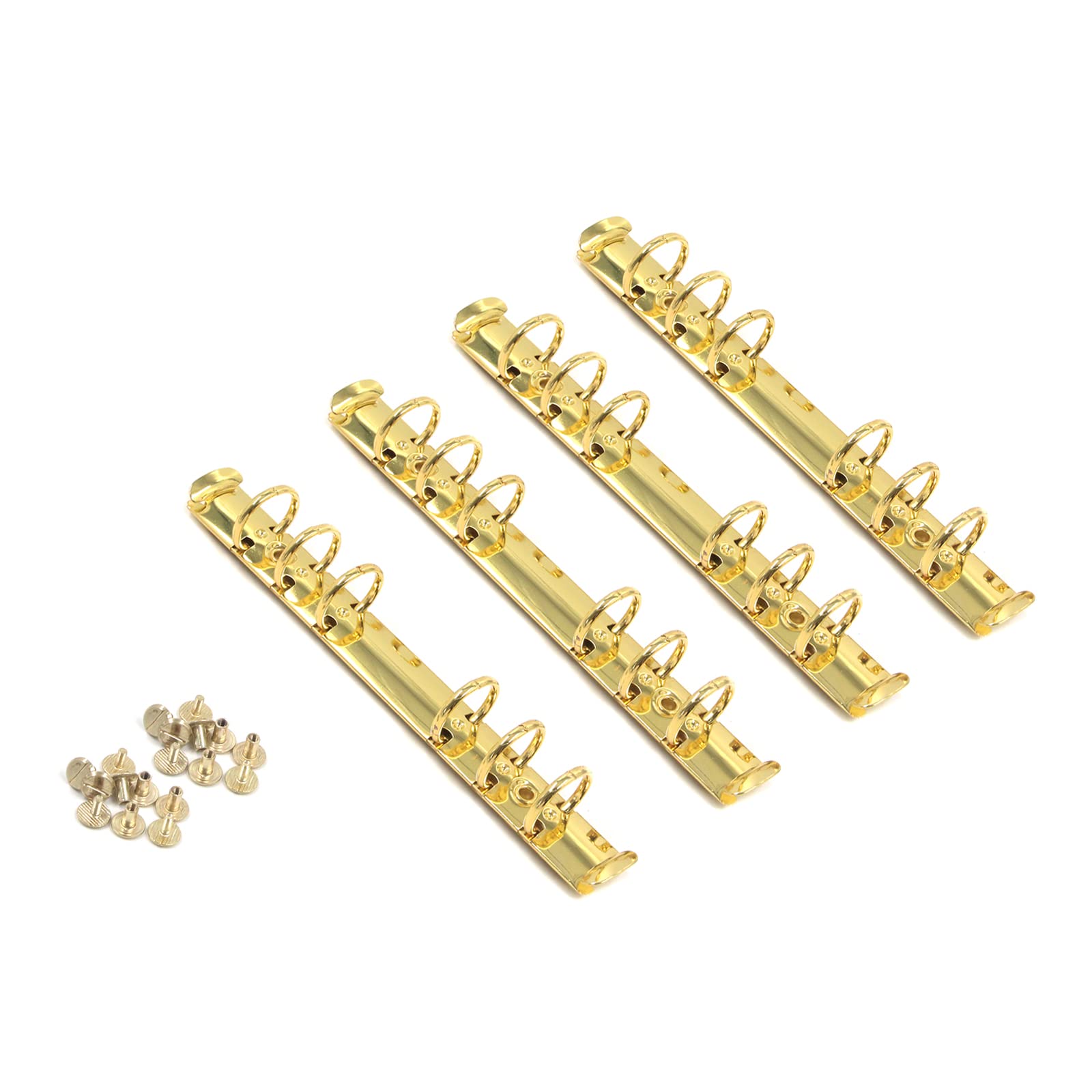 Meprotal 4pcs A6 Notebook Binders Metal 6-Ring Binder Mechanism Replacement Kit with Screws & Nuts for DIY Loose Leaf Book, DIY Photo Album, Paper Storage Folder (Golden)