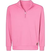 PREDAGEAR Women Quarter Zip Oversized Pullover Sweatshirt, Mockneck Atheletic Jacket,Long Sleeve Casual Top for Ladies