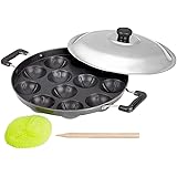TMT Non Stick Cookware Appam Maker 12 Ball With Lid ,Paniyaram Pan Patra Non Stick,Pancake Pastry Pan, Appam Maker Set