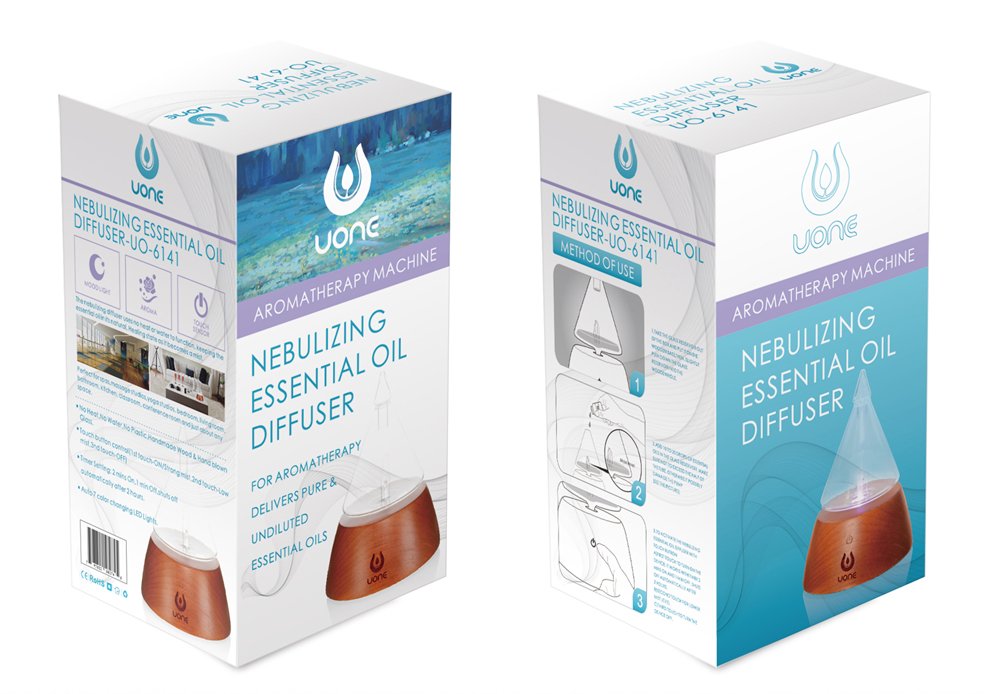 UONE Essential Oil Diffuser for Aroma Nebulizing, Waterless Aromatherapy Nebulizer - with Touch Button, Timer and 7 Color Changing LED lights, No Heat, No Water, No Plastic - Handmade Wood and Glass. : Beauty