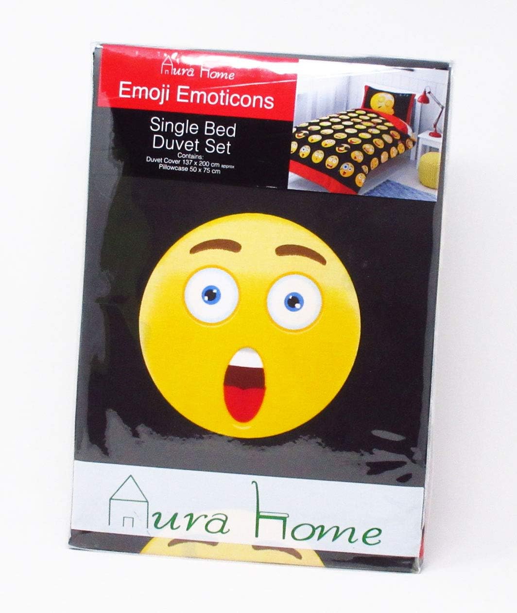 AuraHome(TM) Single Emoji Emoticons Duvet and Pillowcase Set (Single)