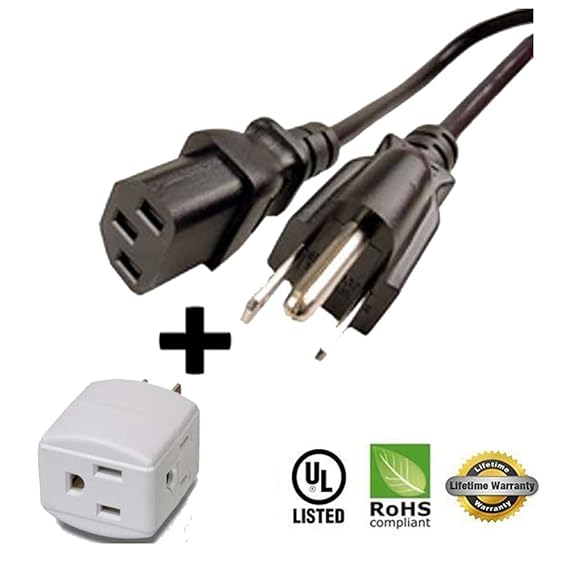 Huetron 5ft Power Cord For Jazzy Jet Power Wheel Chair Battery Charger Cord Drive Pride Scooter Wheelchair 3 Way Cube Tap Power Cables