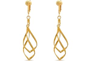 Aloha Earrings Gold Tone Non Pierced Clip On Dangling Earrings