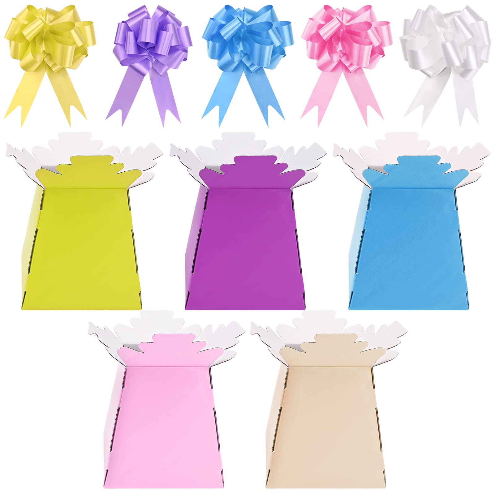 5 Pcs Bouquet Box Set with Pull Bows - Gift Box Decoration for Weddings & Birthdays DIY Chocolate