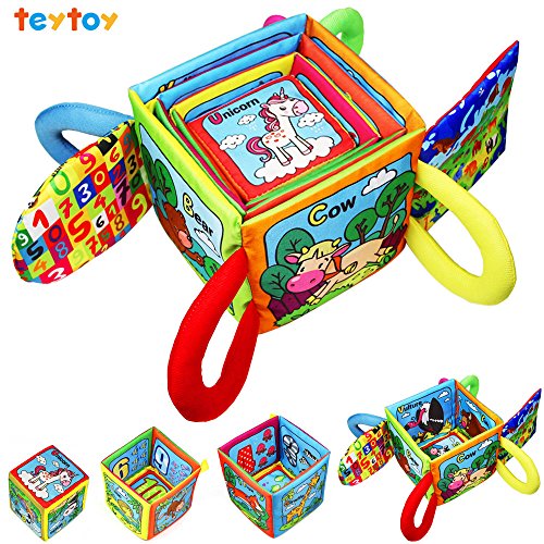 TEYTOY Baby Toys First Words Rattle Magic Education Toys Baby Early Education Cotton Animal Series Magical Rattle Color Intelligence Toys for 0-24 Months Infant Kids