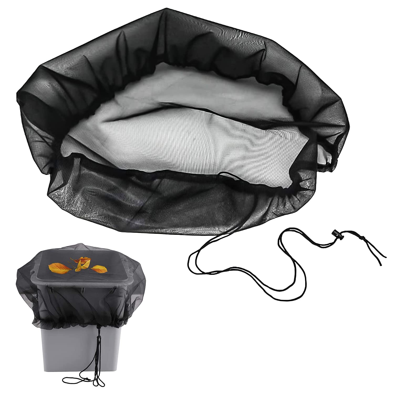 GIAK Mesh Cover for Rain Barrels Water Butt Net - 95 cm Adjustable Rain Butt net Keeps Mosquitos and Debris Out