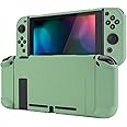 eXtremeRate PlayVital Back Cover for Nintendo Switch Console, NS Joycon Handheld Controller Separable Protector Hard Shell, Customized Dockable Protective Case for Nintendo Switch - Matcha Green