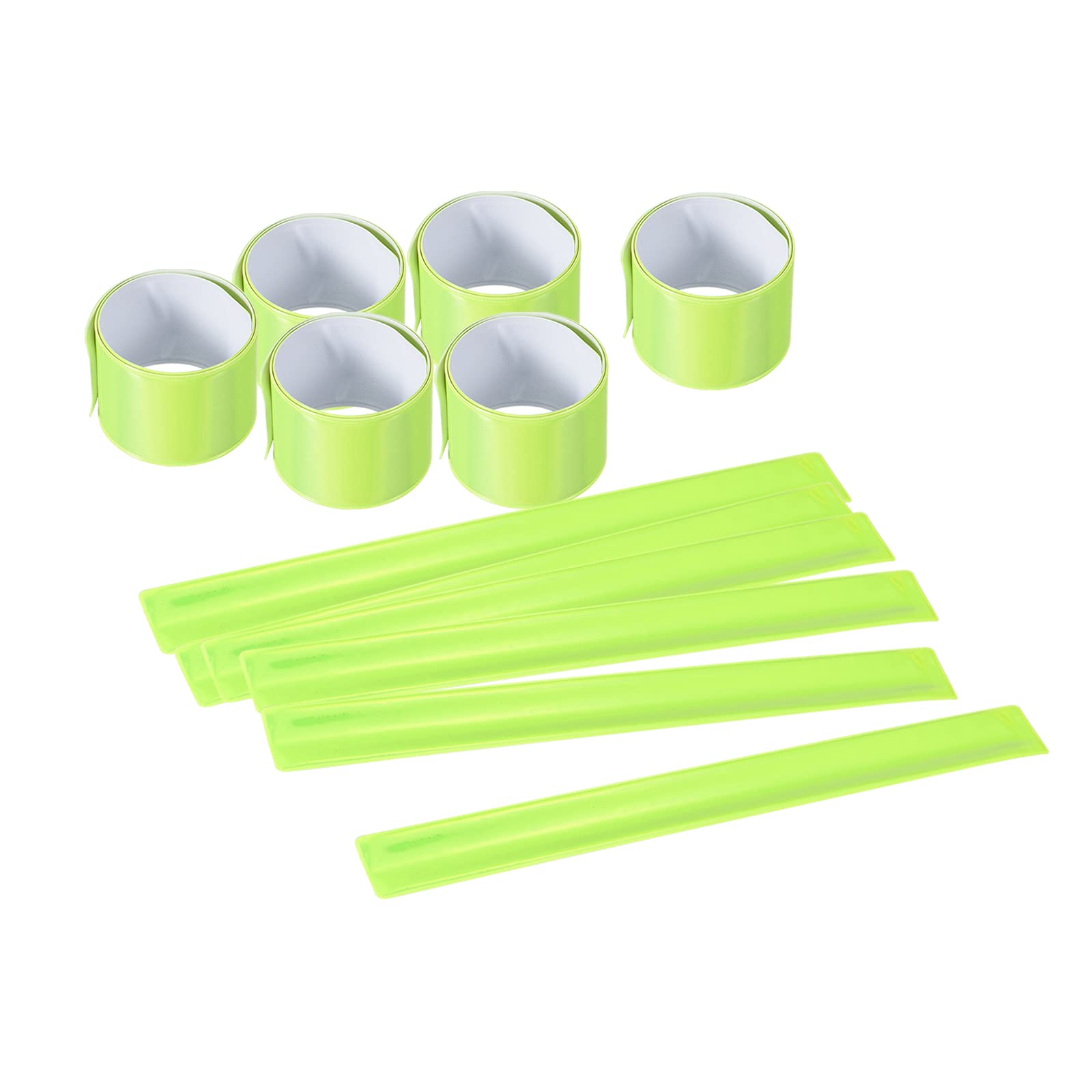 PATIKIL Reflective Bands, 12 Pcs High Visibility Reflective Arm Wrist Ankle Band Safety Reflector Strips for Night Running Cycling, Green Yellow