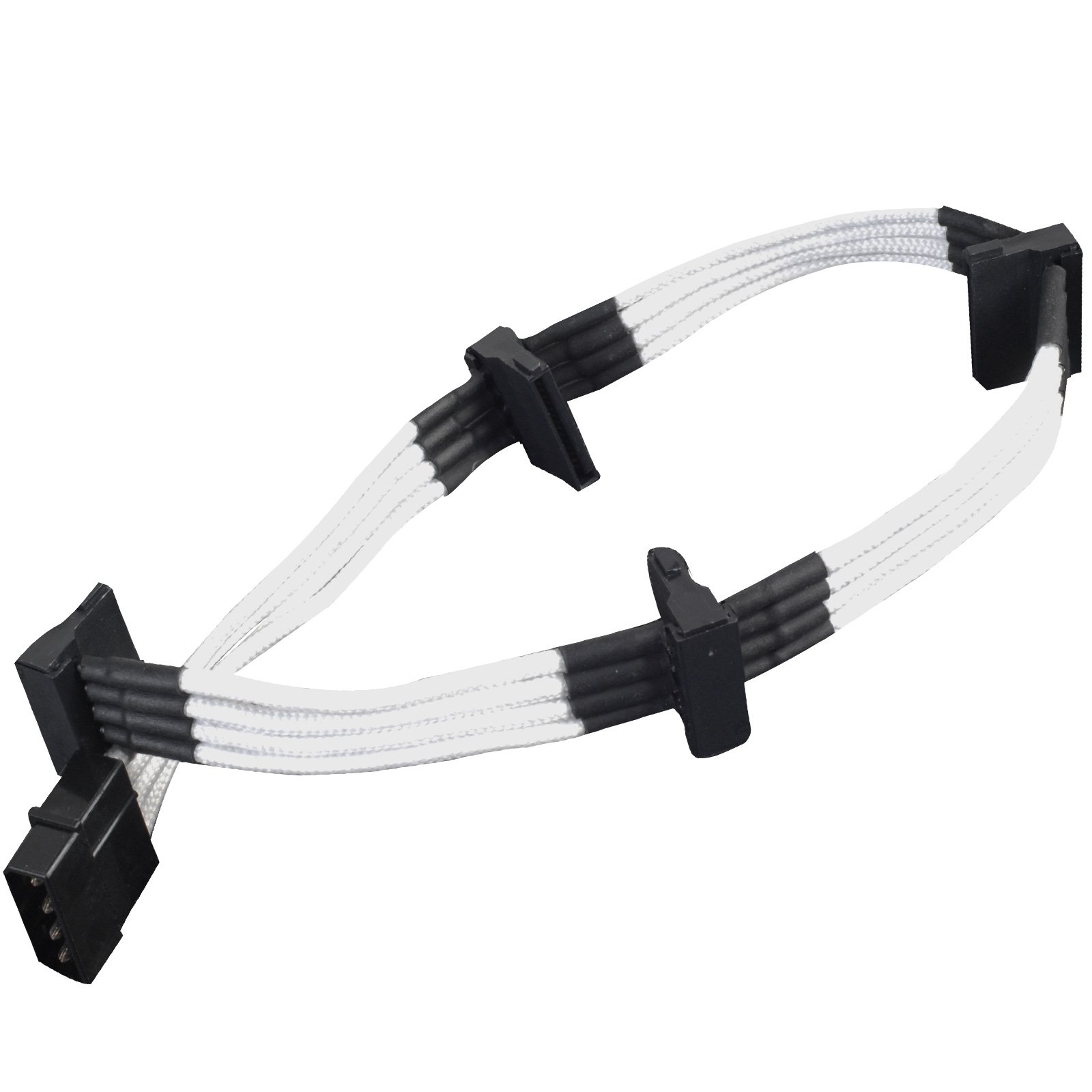 SilverStone SST-PP07-BTSW - 30cm Molex to 4x SATA Sleeved Extention Cable, white