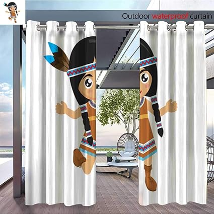 Amazon Com Qianhe Balcony Curtains Girl American Indian Dance1