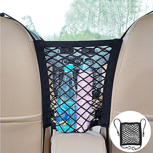 Aicsew Car Seat Net Organizer Auto Backseat Barrier For Disturb Stopper From Children Kids And Pets Net Storage Universal Car Armrests Seats Storage Net Hook Pouch Holder (Single Layer)
