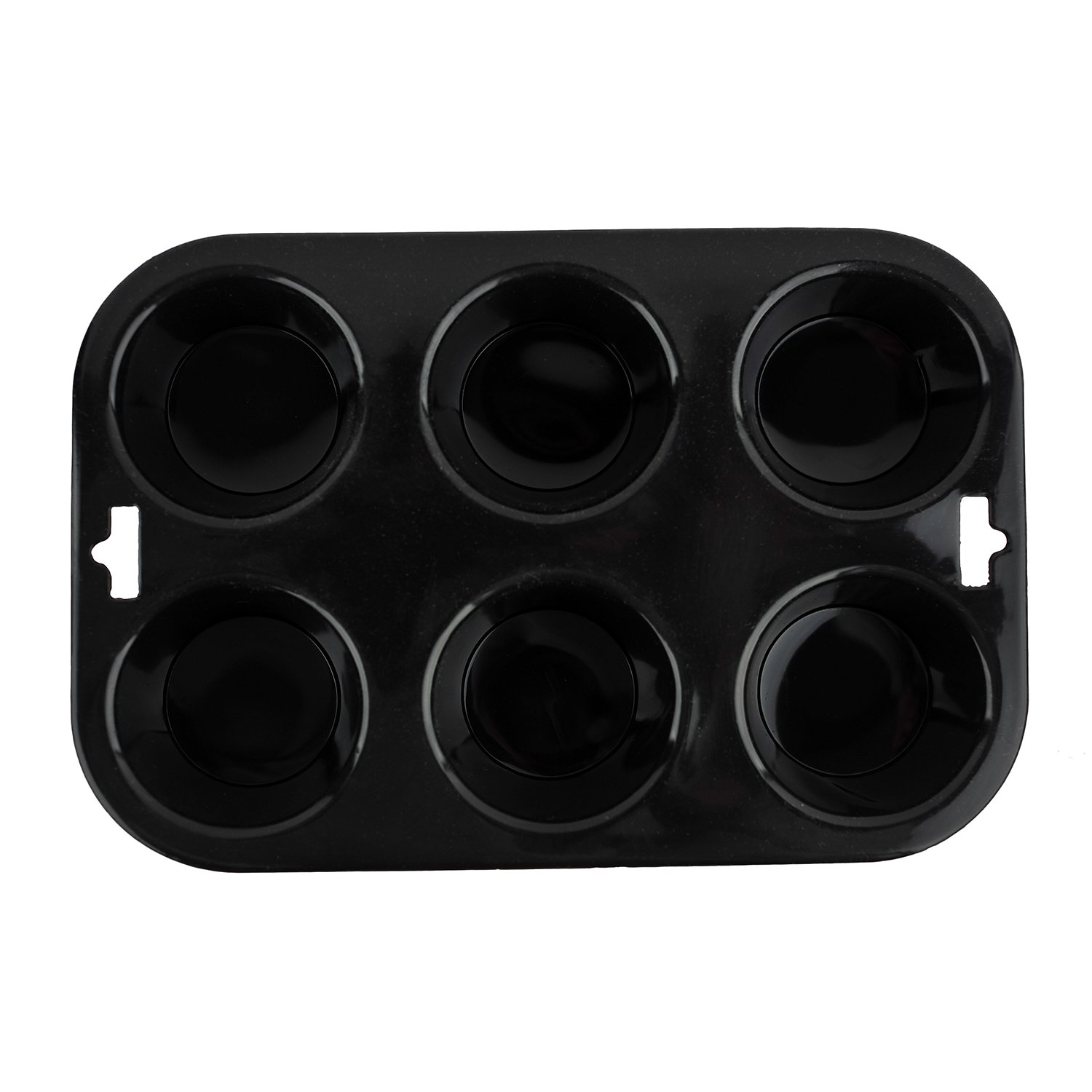 Selecto Bake 6 Cup Silicone Bun/Muffin Mould Cupcake Yorkshire Pudding Non Stick Tray Baking (Black)