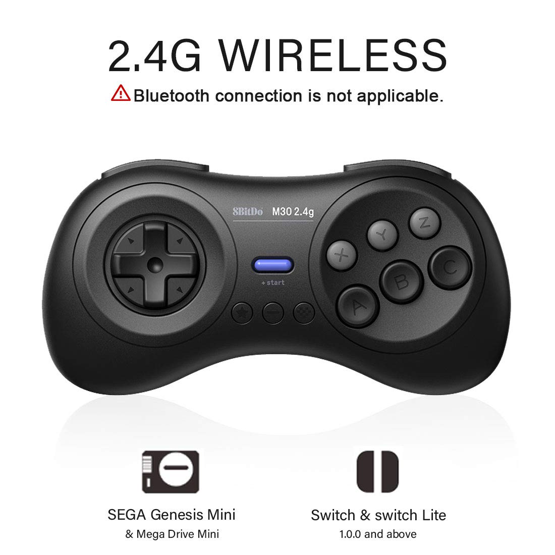 AKNES M30 2.4G Wireless Controller 6-Button Gamepad Gaming Console for Sega Genesis Mini and Mega Drive Mini for Sega Genesis Mini, Nintendo Switch, PC, MacOS, Steam, Raspberry Pi: Video Games