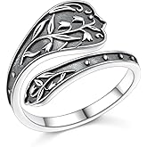 SHAOAN 925 Sterling Silver Hummingbird/Sunflower Turquoise/Moonstone/Lily of the Valley Flower Spoon Ring Adjustable Open Ring Statement Thumb Ring Jewelry for Women