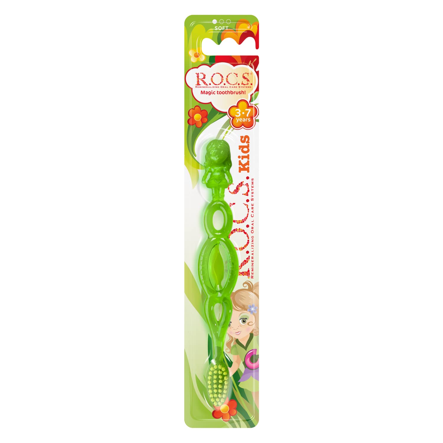 R.O.C.S. Toothbrush for Children 3-7 Years Extra Soft - Colourful Design - Safe Toothbrush - for Children (Colour Cannot Be Selected)