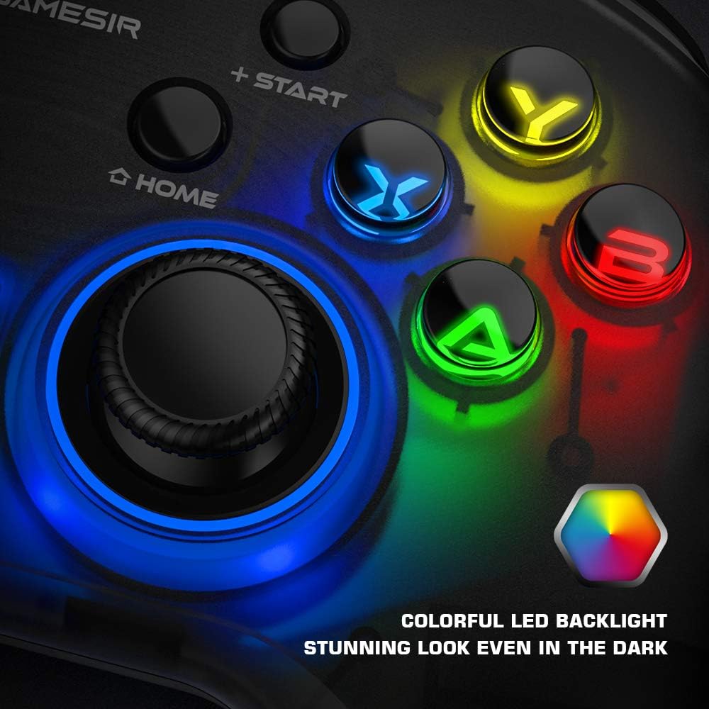 GameSir T4 pro Wireless Bluetooth Game Controller for Windows 7 8 10 PC/iOS/Android/Switch, Rechargeable Dual Shock USB Gamepad Joystick for Apple Arcade MFi Games, Semi-Transparent LED Backlight: Electronics