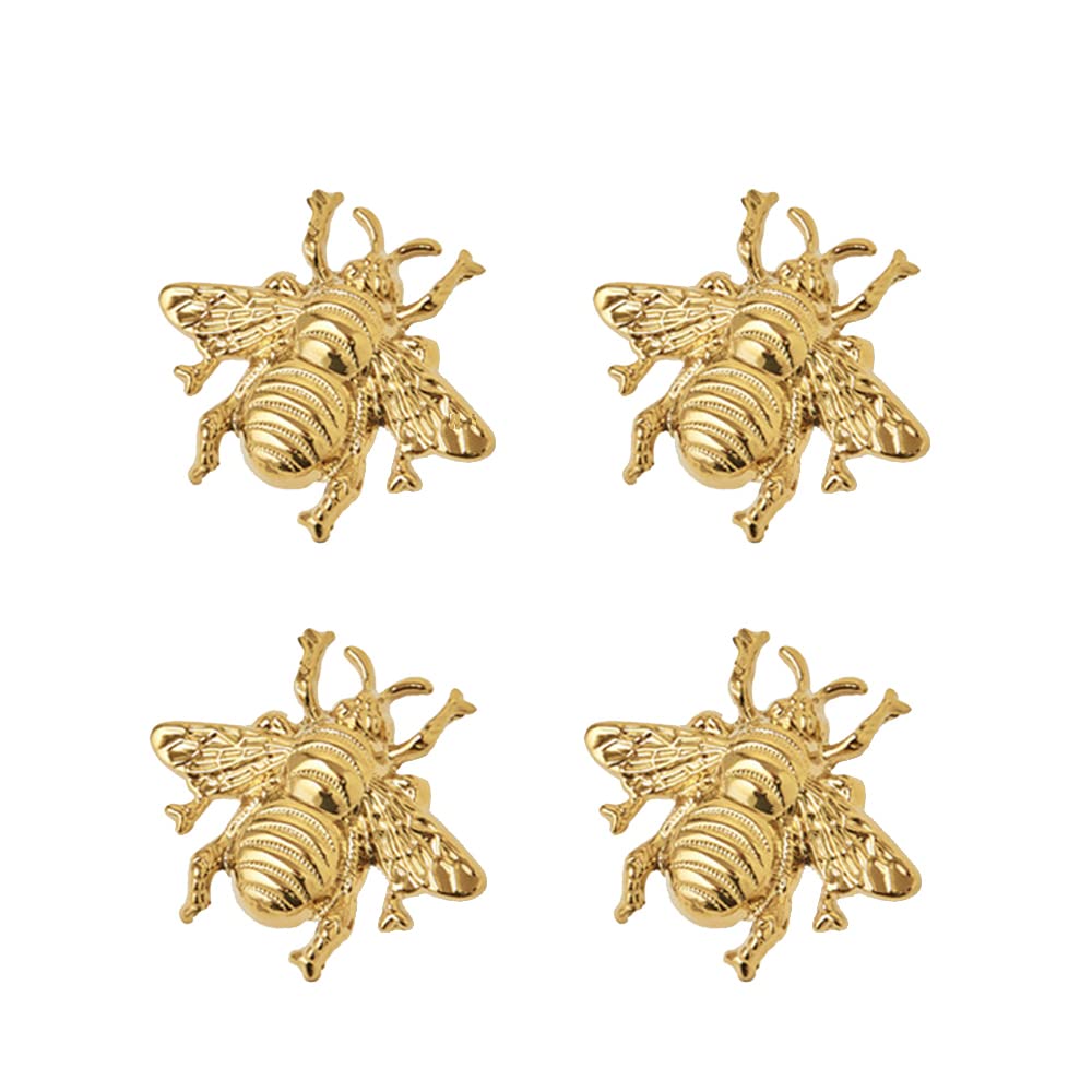 Vintage Honeybee Shape Cabinet Knobs Pull Handle Gold Bee Knob Copper Cupboards, Dressers, Doors, Cabinets & Drawers Knob Antique Home Decoraive Accessories [4 Pieces]