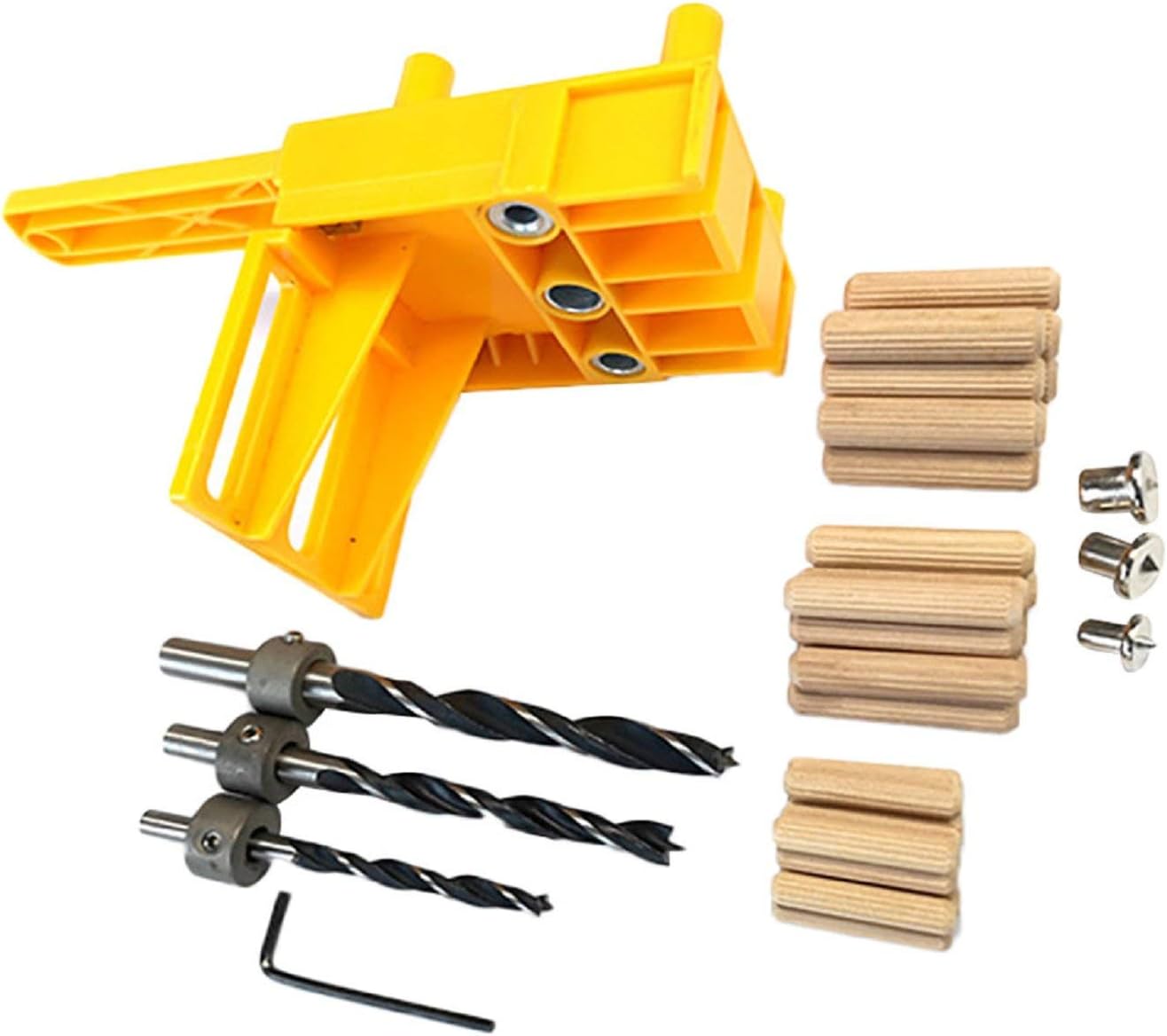 Cinhent Handheld Woodworking Doweling Jig,Self Centering Dowelling Jig Kit Punch Locator Dowel Drill Guide Wood Dowel Drilling Hole Tools for Woodworking Joinery