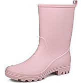 DKSUKO Wide Calf Rain Boots for Women - Waterproof Rubber Garden Boots - Lightweight Mid Height Mud Boots for Gardening, Farm Work & Walking Dogs - Non-Slip Rainboots
