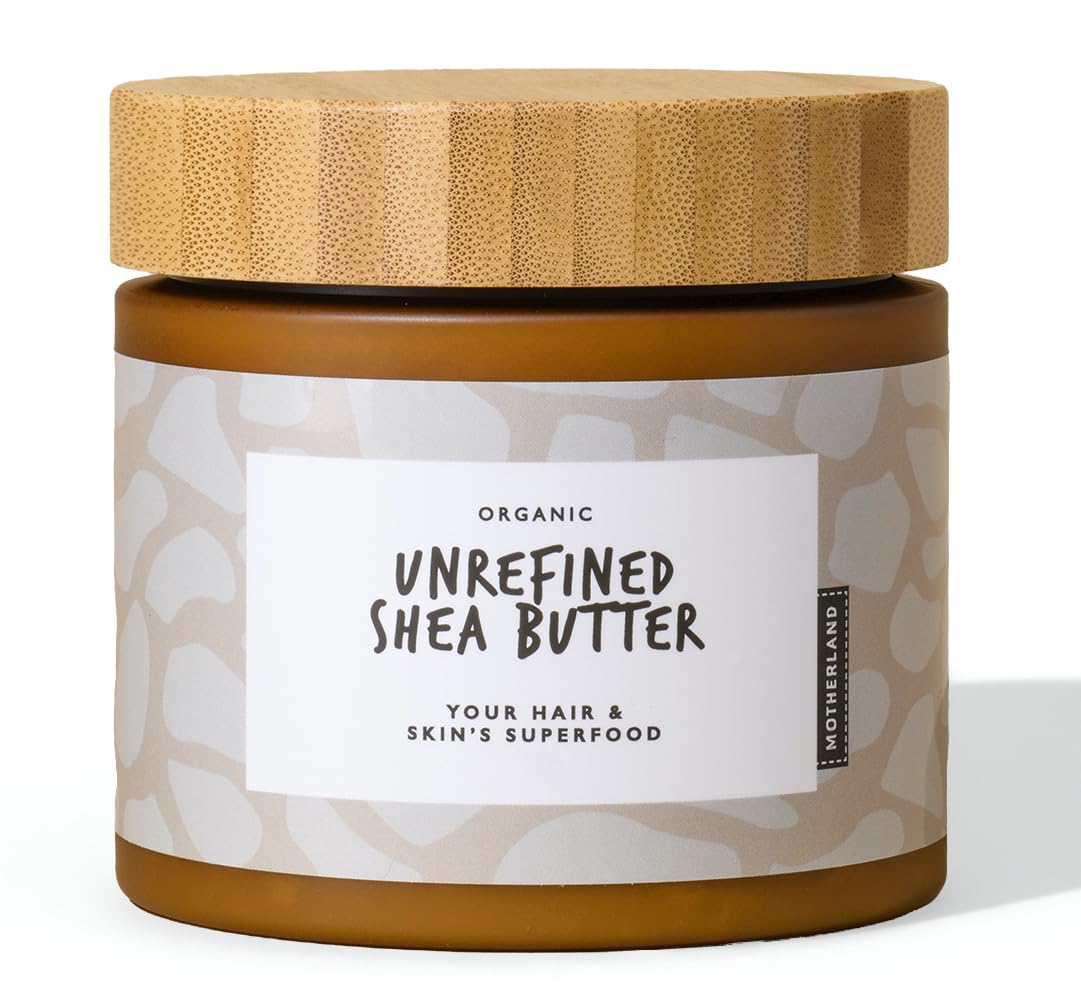 Motherland Organics Unrefined Shea Butter 400G Nutty - African Moisturiser for Dry Skin, Hands, Lips, Stretch Marks, Eczema - Natural, Raw & Vegan - for Men, Women & Babies
