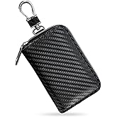 Sylvil Faraday Key Fob Protector Box, Carbon Fiber Car Key Shielding Bag for RFID Signal Blockingr, Anti-Theft Auto Key Holder with Zipper, Universal Key Fob Protector for Men Women