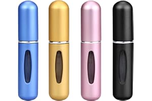 QMET Refillable Perfume Atomizer Travel,4Pcs 5ML Portable Mini Pocket Perfume Atomizer Bottle Spray for Women Mens Small Mister Spray Bottle for Travel Accessories