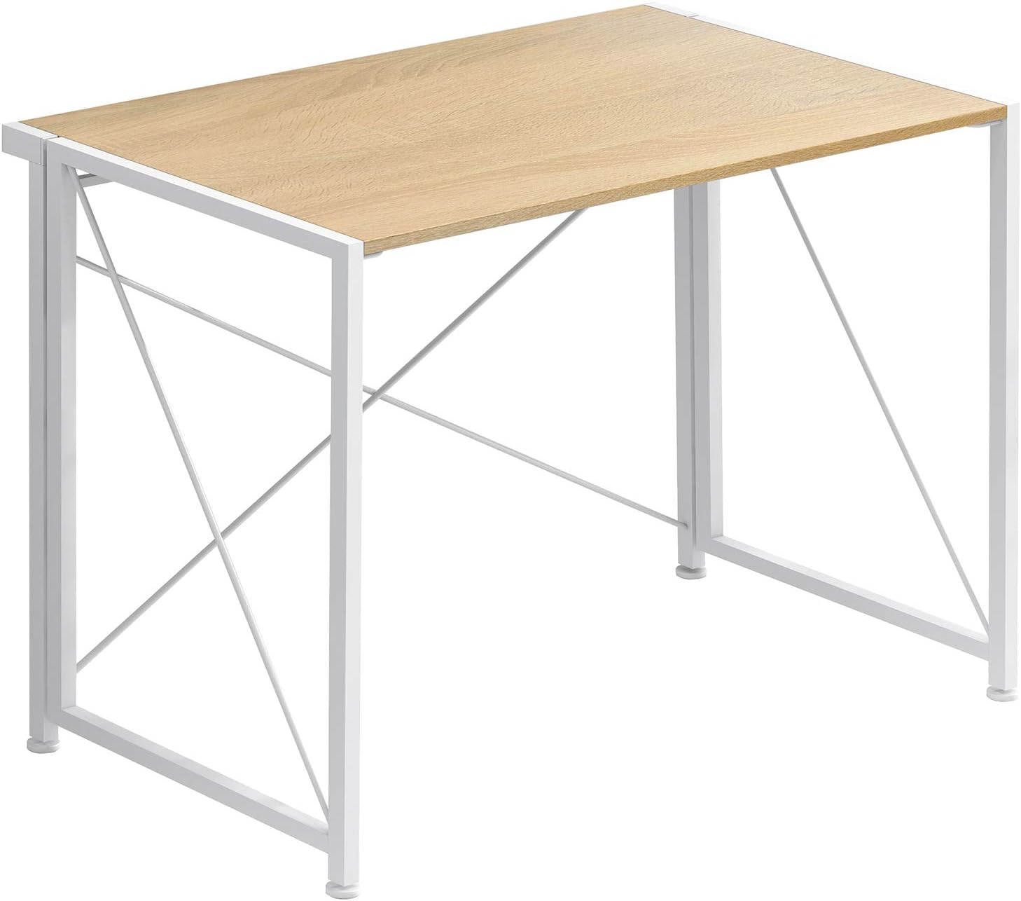 4NM No-Assembly Folding Writing Desk Small Computer Desk Laptop Table Compact Home Office Desk Study Reading Table for Space Saving Office Table - White: Home & Kitchen
